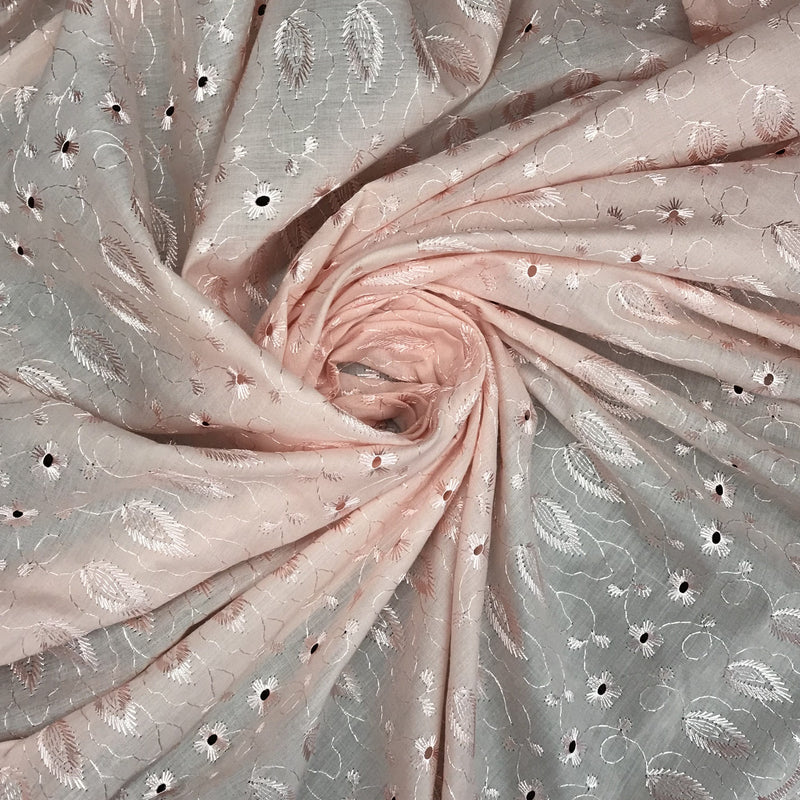 Blush Medium Eyelet Polyester Cotton Fabric - Blush, Small Eyelets, 41"-42" Width