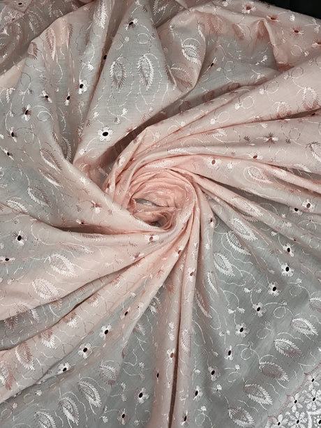 Blush Medium Eyelet Polyester Cotton Fabric - Blush, Small Eyelets, 41"-42" Width