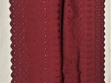 Burgundy Medium Eyelet Polyester Cotton Fabric - Burgundy, Small Eyelets, 41"- 42" Width