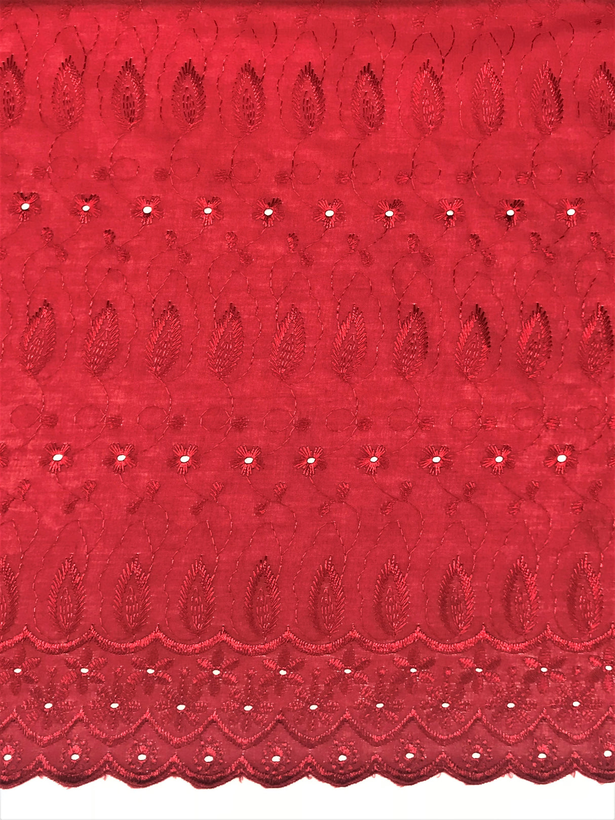 Cherry Medium Eyelet Polyester Cotton Fabric - Cherry, Solid, 41"-42" Width