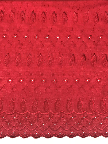 Cherry Medium Eyelet Polyester Cotton Fabric - Cherry, Solid, 41"-42" Width