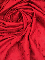 Cherry Medium Eyelet Polyester Cotton Fabric - Cherry, Solid, 41"-42" Width