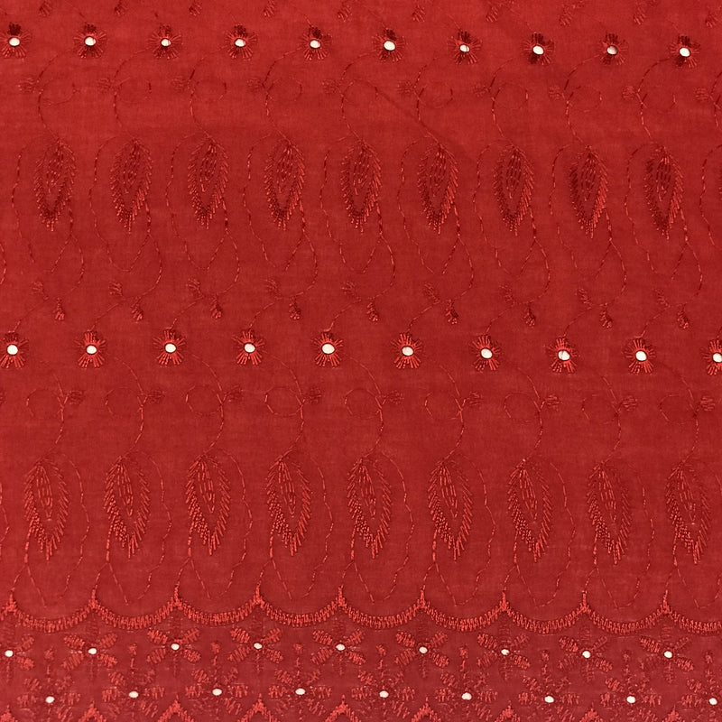 Cherry Medium Eyelet Polyester Cotton Fabric - Cherry, Solid, 41"-42" Width