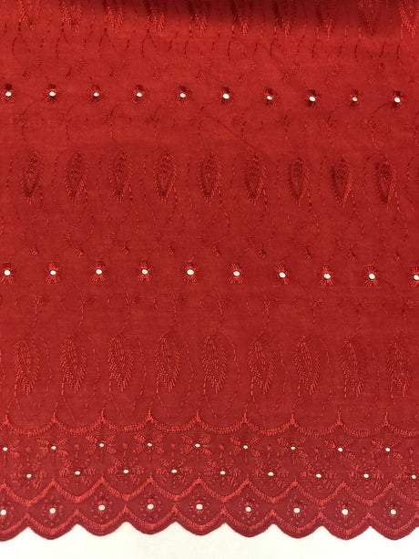Cherry Medium Eyelet Polyester Cotton Fabric - Cherry, Solid, 41"-42" Width