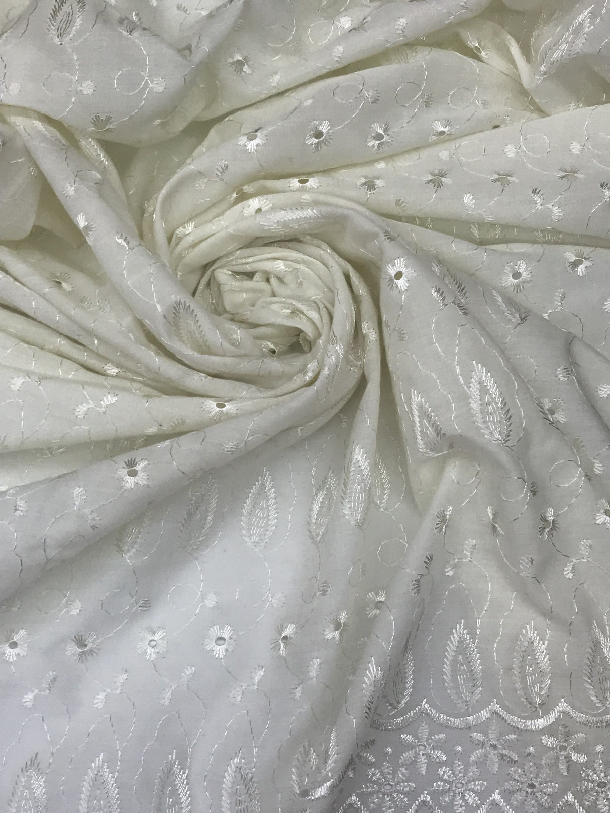 Ivory Medium Eyelet 80% Polyester 20% Cotton Fabric - Ivory, Medium Eyelet, 41"-42" Width