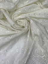 Ivory Medium Eyelet 80% Polyester 20% Cotton Fabric - Ivory, Medium Eyelet, 41"-42" Width