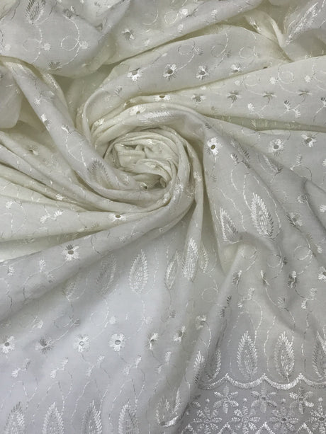 Ivory Medium Eyelet 80% Polyester 20% Cotton Fabric - Ivory, Medium Eyelet, 41"-42" Width