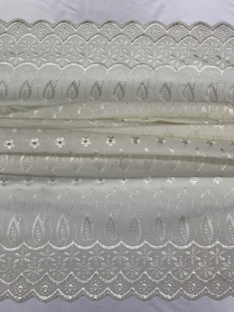 Ivory Medium Eyelet 80% Polyester 20% Cotton Fabric - Ivory, Medium Eyelet, 41"-42" Width