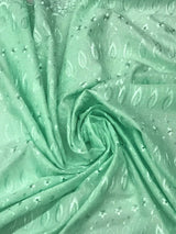 Mint Green Medium Eyelet Polyester Cotton Fabric - Solid Mint Green, Double Side Border, 41"-42" Width
