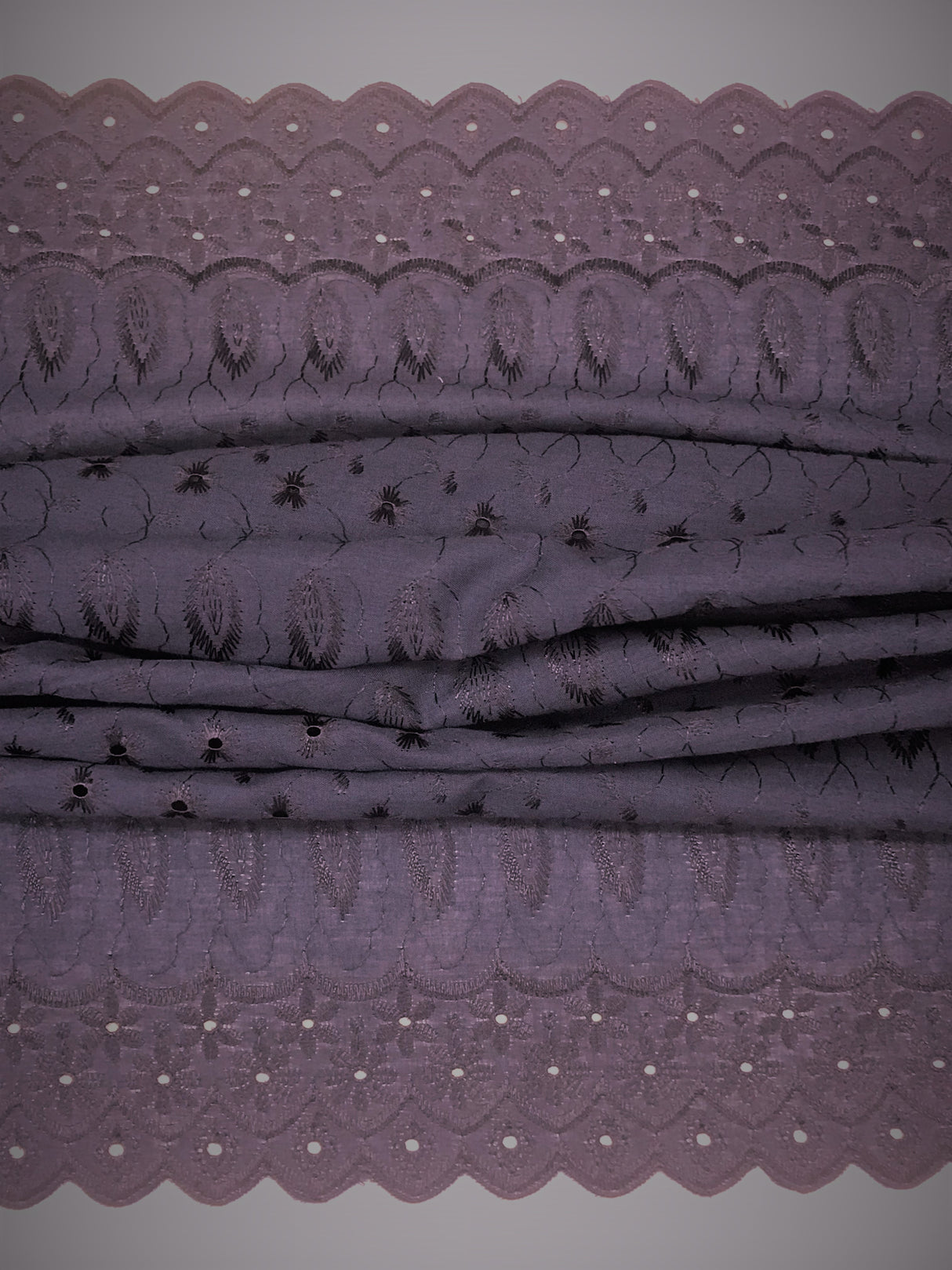 Navy Medium Eyelet 80% Polyester 20% Cotton Fabric - Navy, Small Eyelets, 41"-42" Width