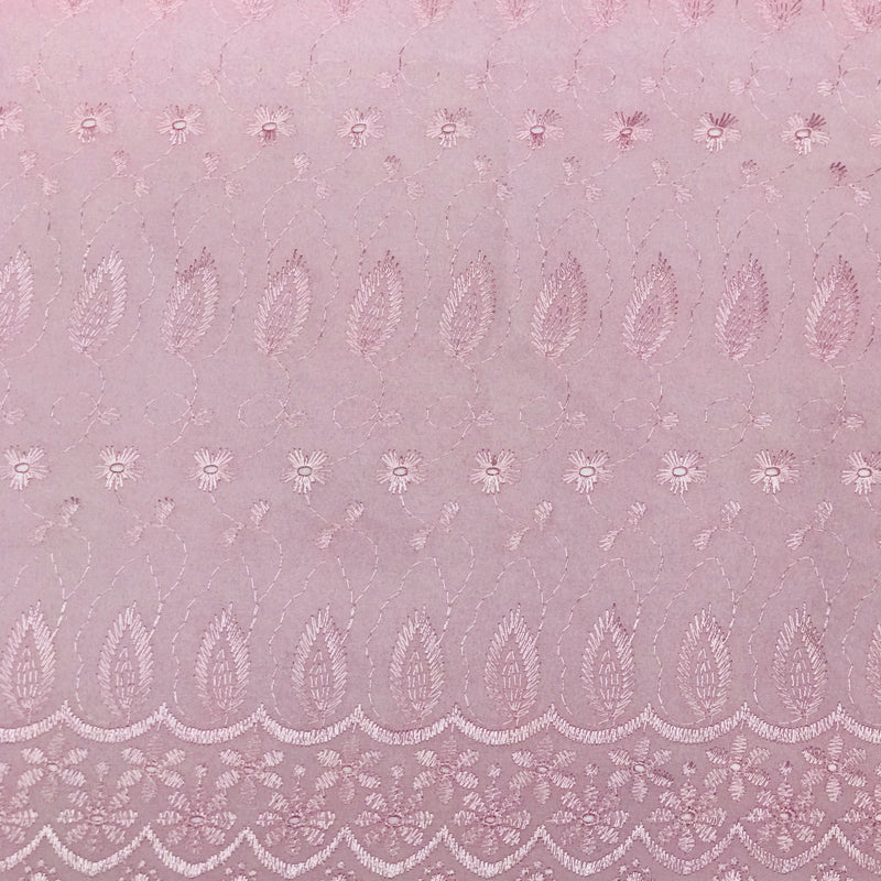 Pink Medium Eyelet Polyester Cotton Fabric - Pink, Small Eyelets, 41"-42" Width