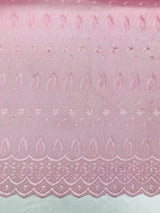 Pink Medium Eyelet Polyester Cotton Fabric - Pink, Small Eyelets, 41"-42" Width