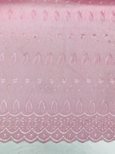 Pink Medium Eyelet Polyester Cotton Fabric - Pink, Small Eyelets, 41"-42" Width