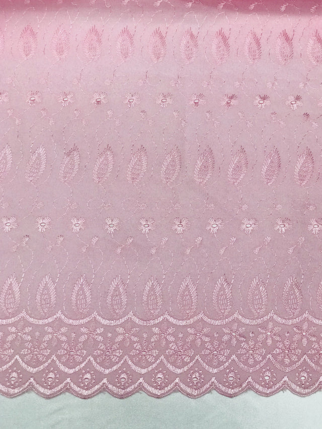 Pink Medium Eyelet Polyester Cotton Fabric - Pink, Small Eyelets, 41"-42" Width