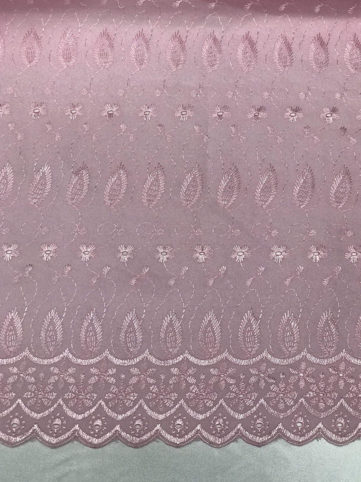 Pink Medium Eyelet Polyester Cotton Fabric - Pink, Small Eyelets, 41"-42" Width