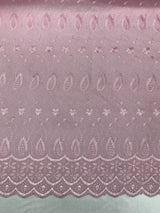 Pink Medium Eyelet Polyester Cotton Fabric - Pink, Small Eyelets, 41"-42" Width