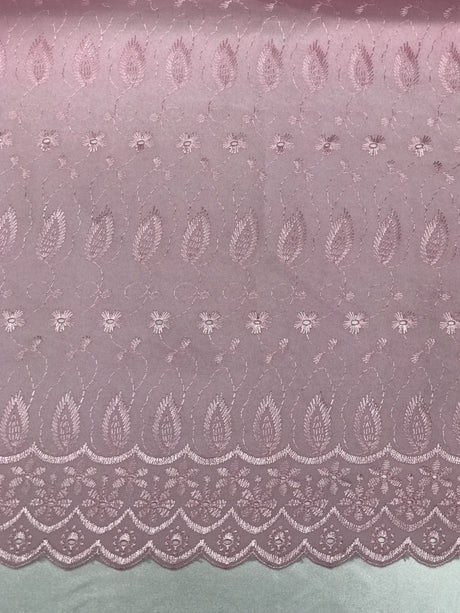 Pink Medium Eyelet Polyester Cotton Fabric - Pink, Small Eyelets, 41"-42" Width