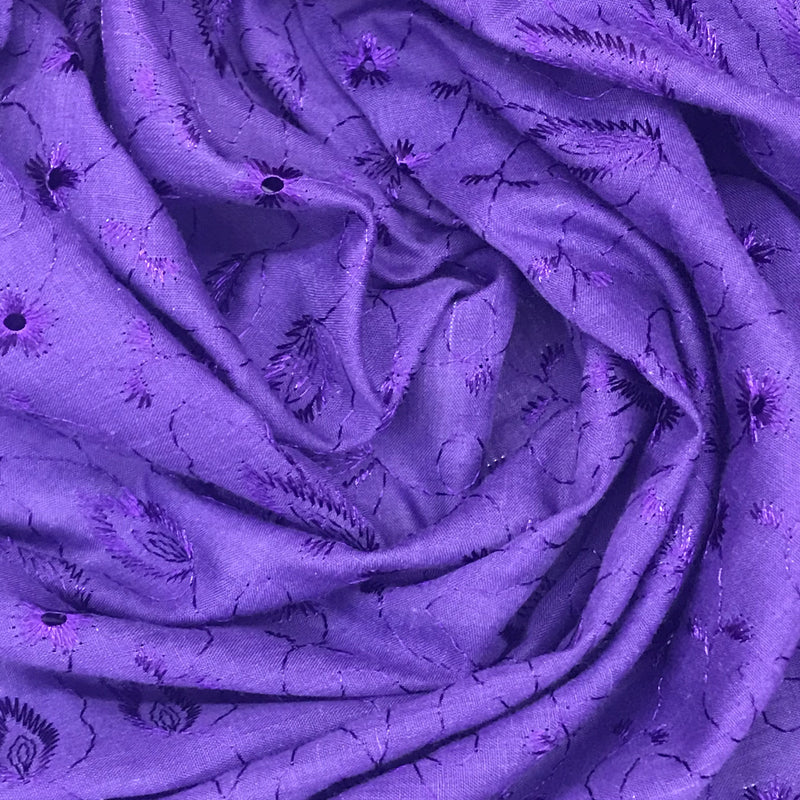 Purple Medium Eyelet 80% Polyester 20% Cotton Fabric - Purple, Medium Eyelet, 41"-42" Width