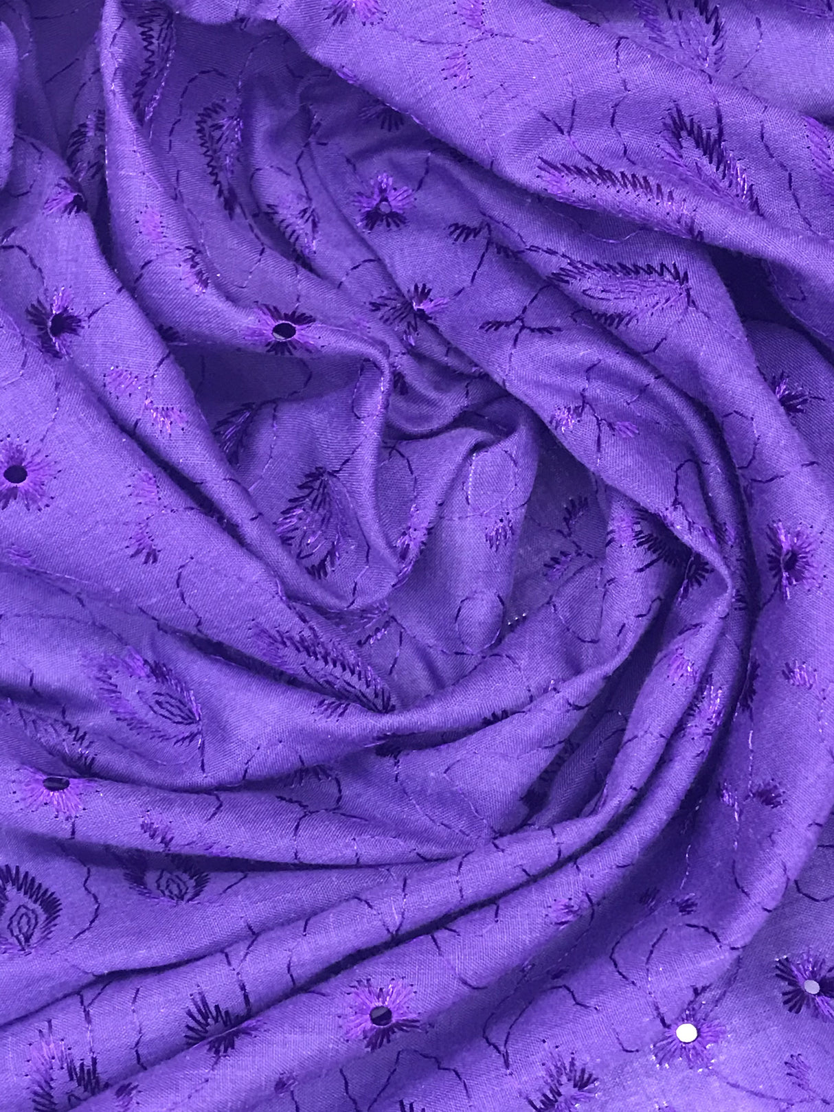 Purple Medium Eyelet 80% Polyester 20% Cotton Fabric - Purple, Medium Eyelet, 41"-42" Width