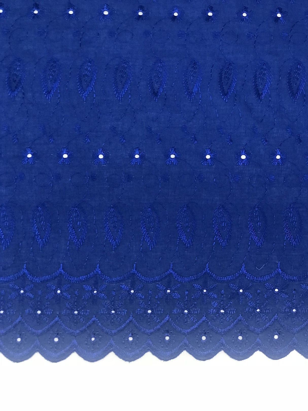 Royal Medium Eyelet Polyester Cotton Fabric - Royal Blue, Small Eyelets, 41"-42" Width