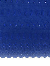Royal Medium Eyelet Polyester Cotton Fabric - Royal Blue, Small Eyelets, 41"-42" Width