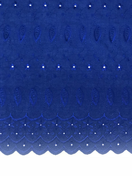 Royal Medium Eyelet Polyester Cotton Fabric - Royal Blue, Small Eyelets, 41"-42" Width