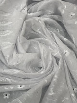 White Medium Eyelet Polyester Cotton Fabric - White, Small Eyelets, 41"-42" Width (1 Yard)