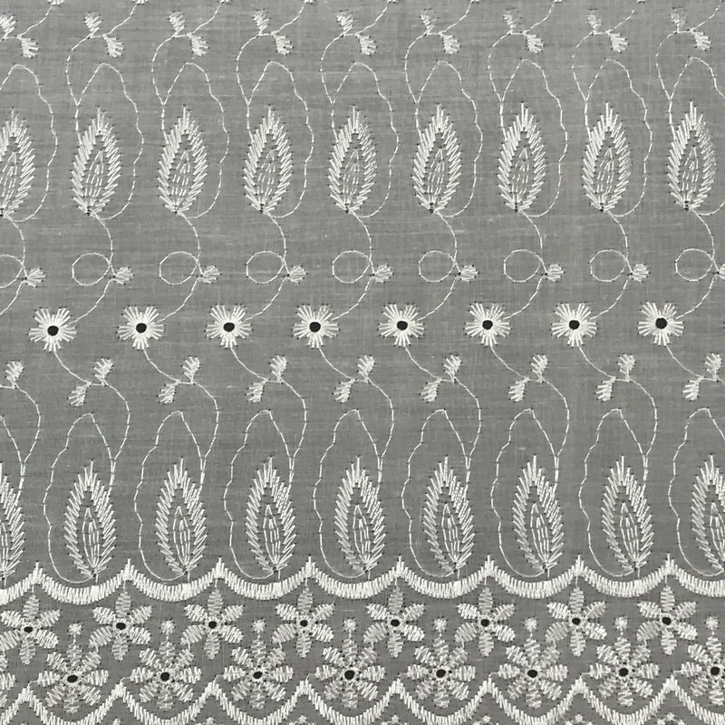 White Medium Eyelet Polyester Cotton Fabric - White, Small Eyelets, 41"-42" Width (1 Yard)