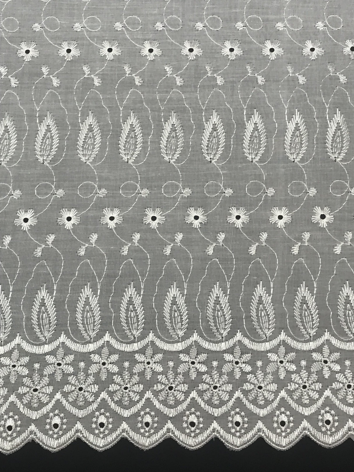White Medium Eyelet Polyester Cotton Fabric - White, Small Eyelets, 41"-42" Width (1 Yard)