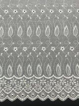 White Medium Eyelet Polyester Cotton Fabric - White, Small Eyelets, 41"-42" Width (1 Yard)