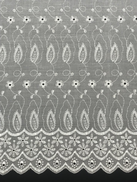White Medium Eyelet Polyester Cotton Fabric - White, Small Eyelets, 41"-42" Width (1 Yard)