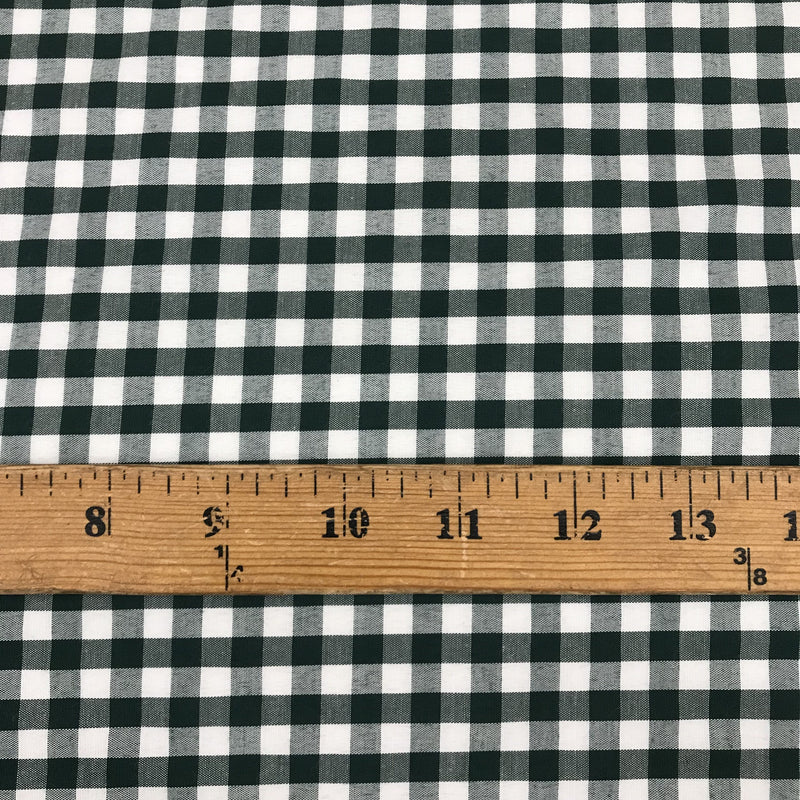 1/4" Hunter Green Gingham Checkered Poly Cotton Fabric - Hunter Green Gingham, 58/59" Width