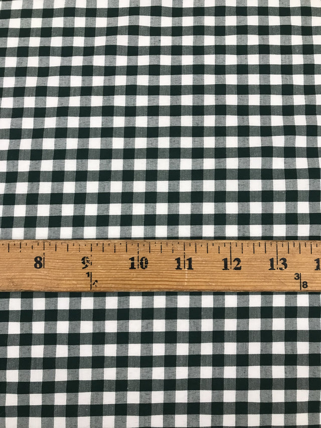 1/4" Hunter Green Gingham Checkered Poly Cotton Fabric - Hunter Green Gingham, 58/59" Width