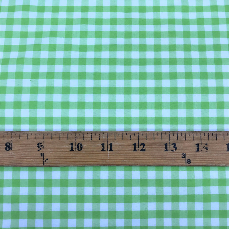 1/4" Lime Gingham Checkered Poly Cotton Fabric - Lime Gingham Checkered, 58/59" Width