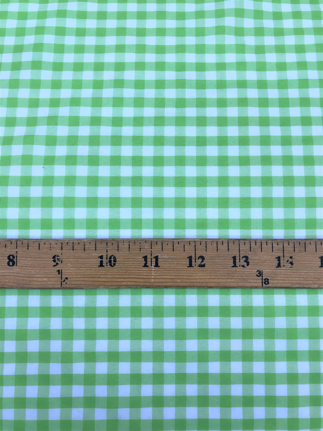 1/4" Lime Gingham Checkered Poly Cotton Fabric - Lime Gingham Checkered, 58/59" Width