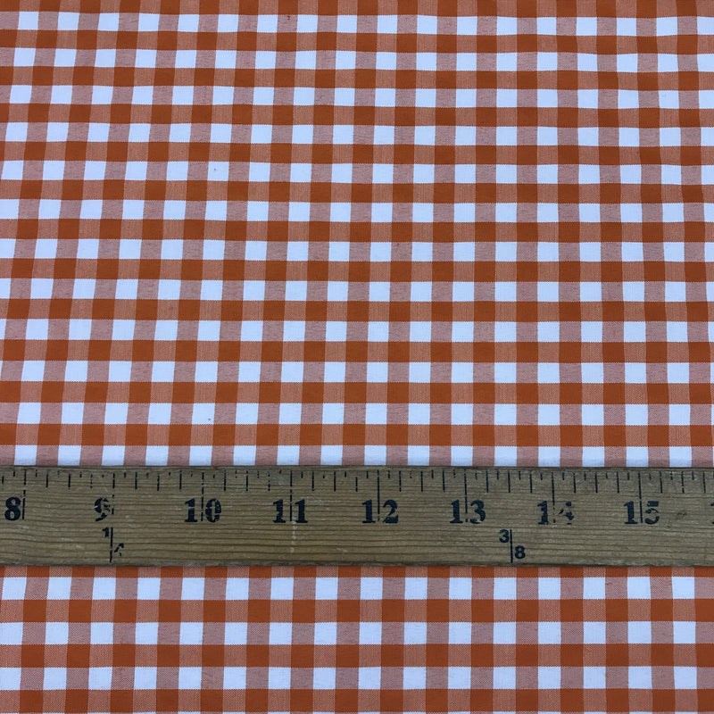 1/4" Orange Gingham Checkered Poly Cotton Fabric - Orange Gingham Checkered, 58/59" Width