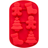 Wilton Christmas Stocking, Tree and Gingerbread Boy Silicone Baking and Candy Mold, 6-Cavity