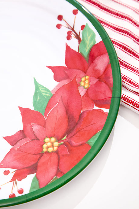 10.5" Melamine Holiday Poinsettia Plate