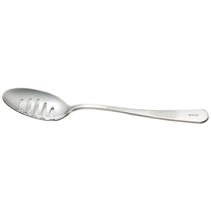 Mercer Culinary Stainless Plating Spoon, Slotted Bowl, 7-7/8"
