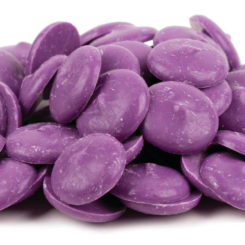 Merckens Purple Orchid Chocolate Flavored Candy Coating 25 LB pound case