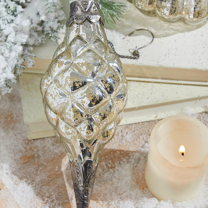 8" Marquis Elizabethan Mercury Glass Ornament