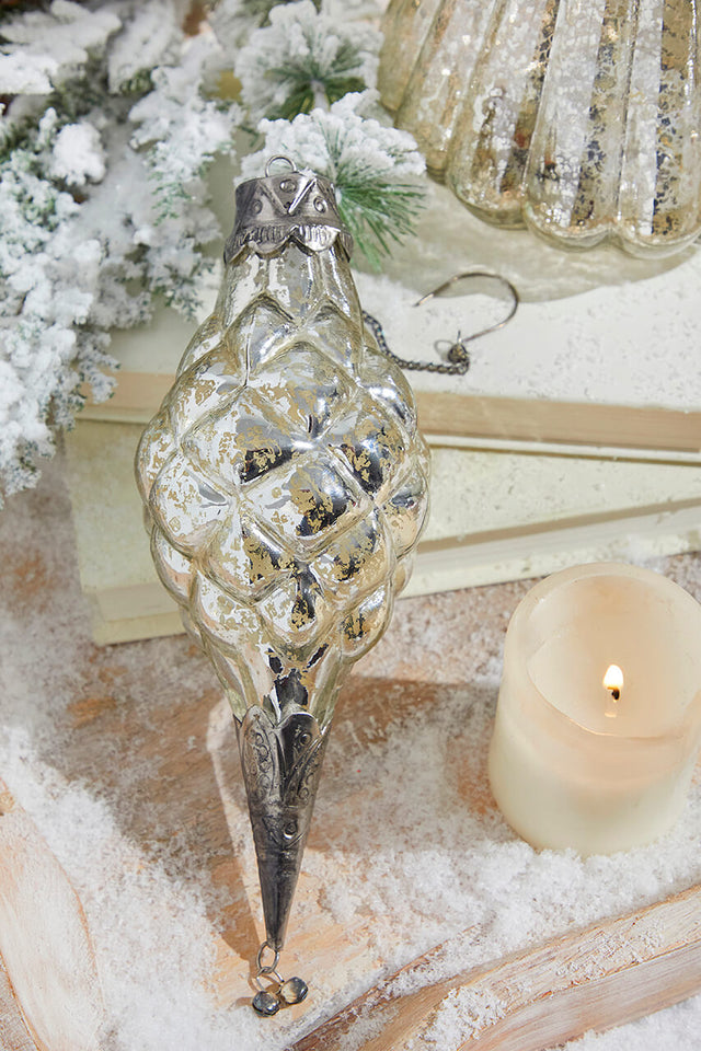 8" Marquis Elizabethan Mercury Glass Ornament