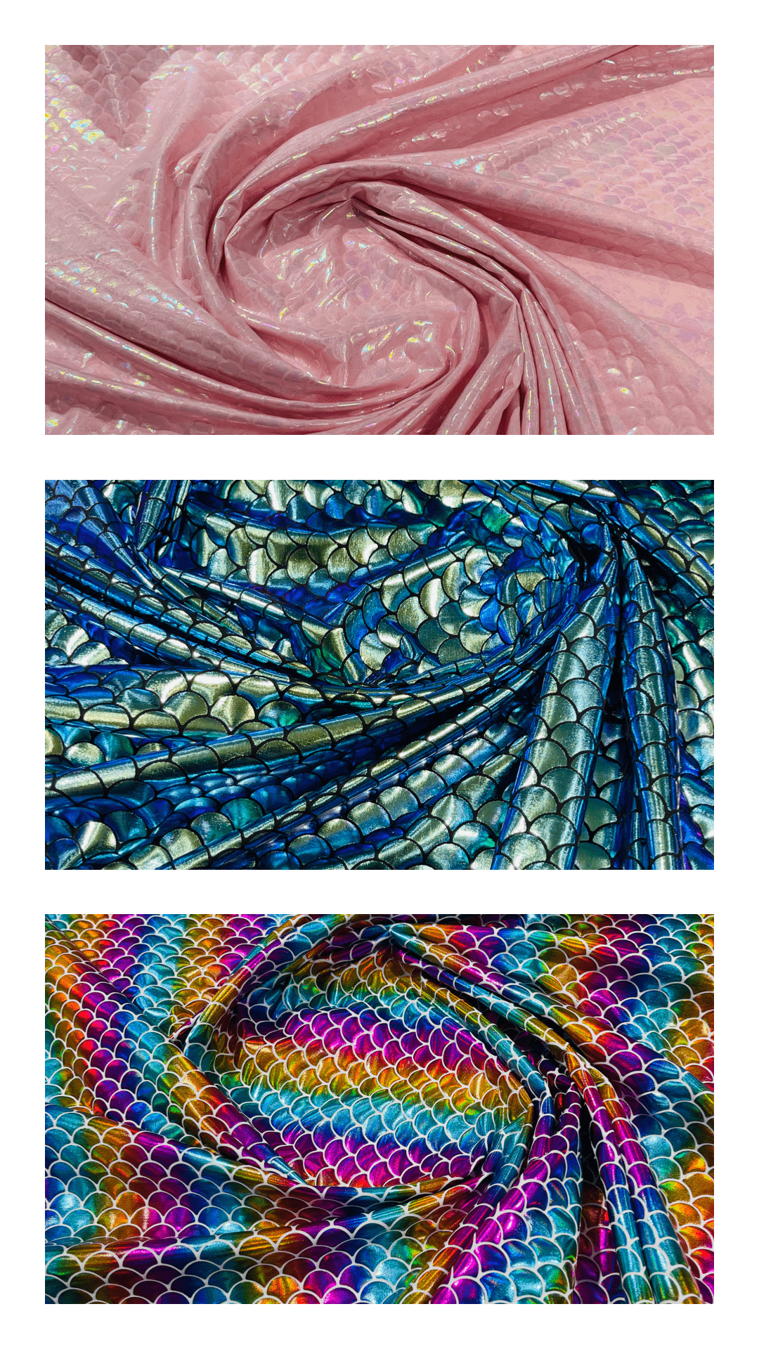 Mermaid Fish Foil Spandex Fabric - Iridescent Fish Scale Print, 58" Width (1 Yard)