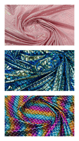 Mermaid Fish Foil Spandex Fabric - Iridescent Fish Scale Print, 58" Width (1 Yard)