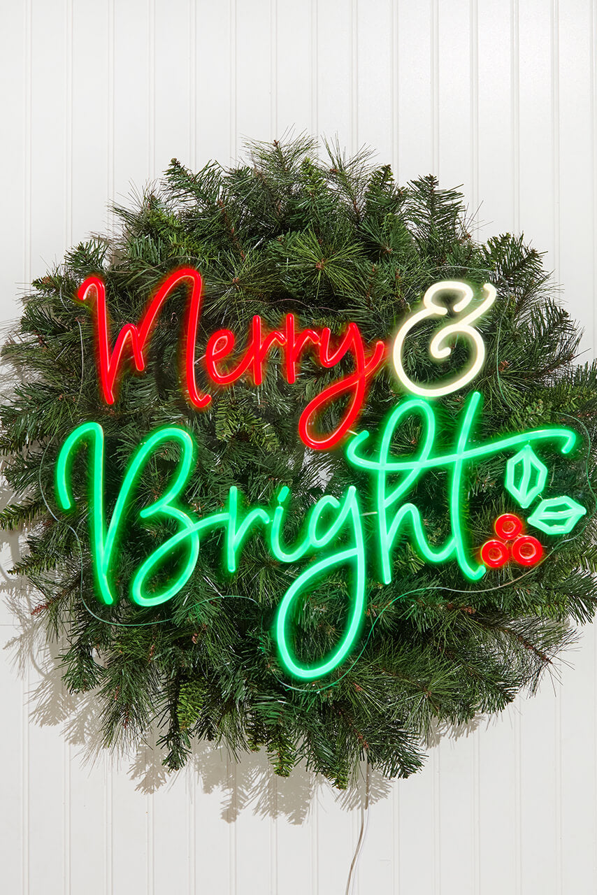 24" Merry & Bright Lit Neon Sign