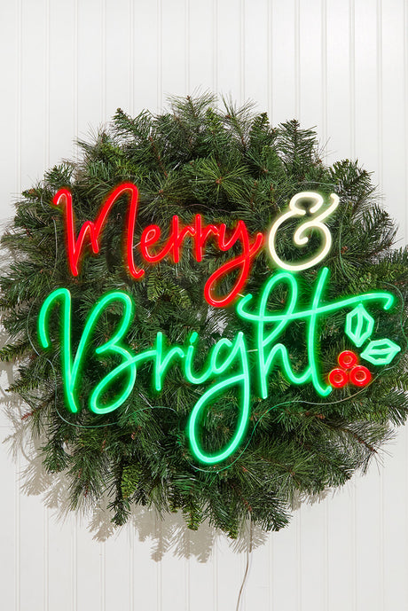 24" Merry & Bright Lit Neon Sign