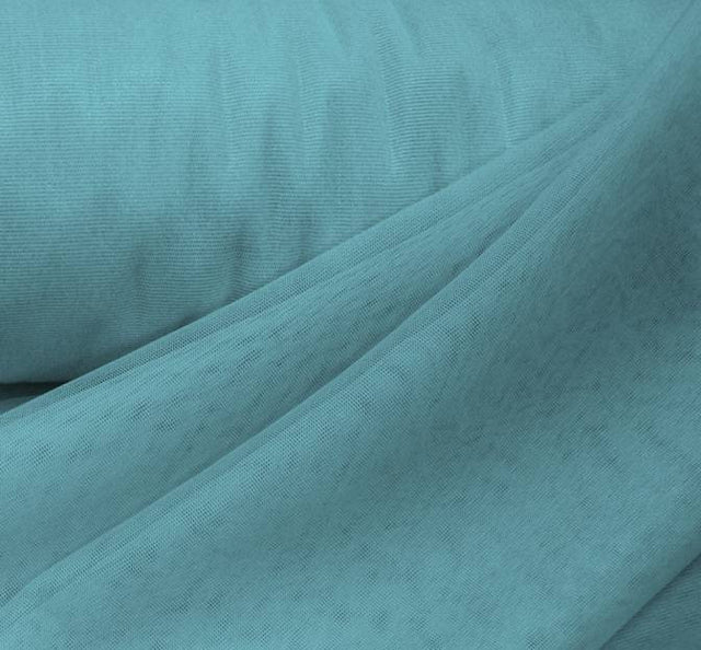 Mesh W/Foil 100 Percent Polyester Fabric - Aqua/Blue Foil, 58/60" Width