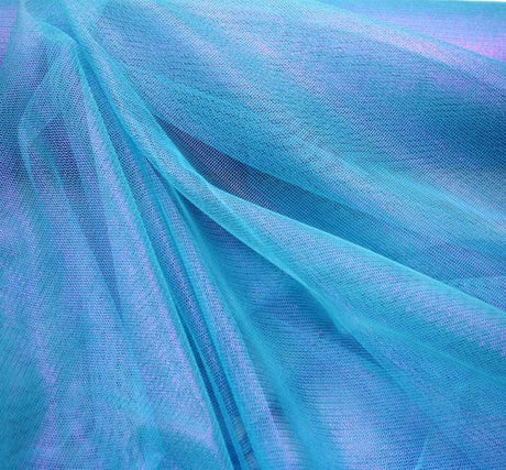 Mesh W/Foil 100 Percent Polyester Fabric - Aqua/Pink Foil Mesh, 58/60" Width
