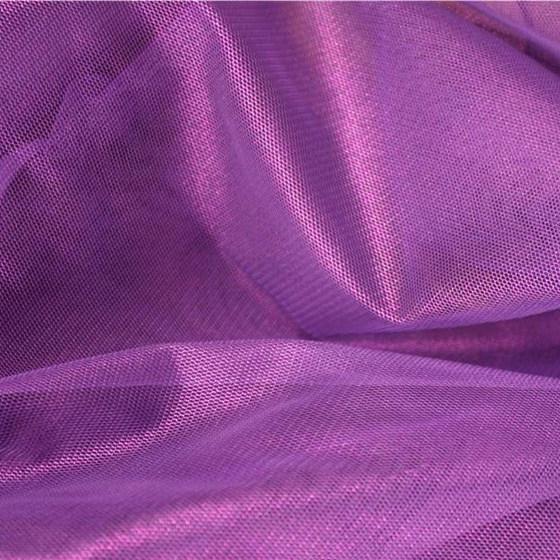 1 Yard 58/60" Wide Purple Mesh Fabric with Metallic Foil Finish – Sheer Polyester