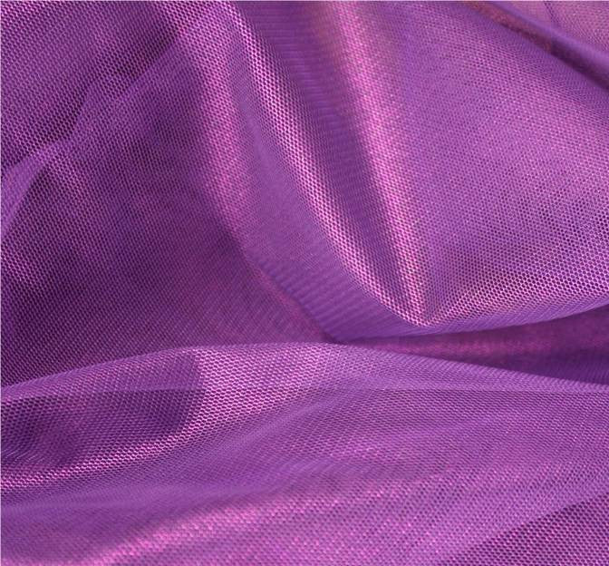 Mesh With All Over Foil Polyester Fabric - Solid Purple/Purple, 58/60" Width